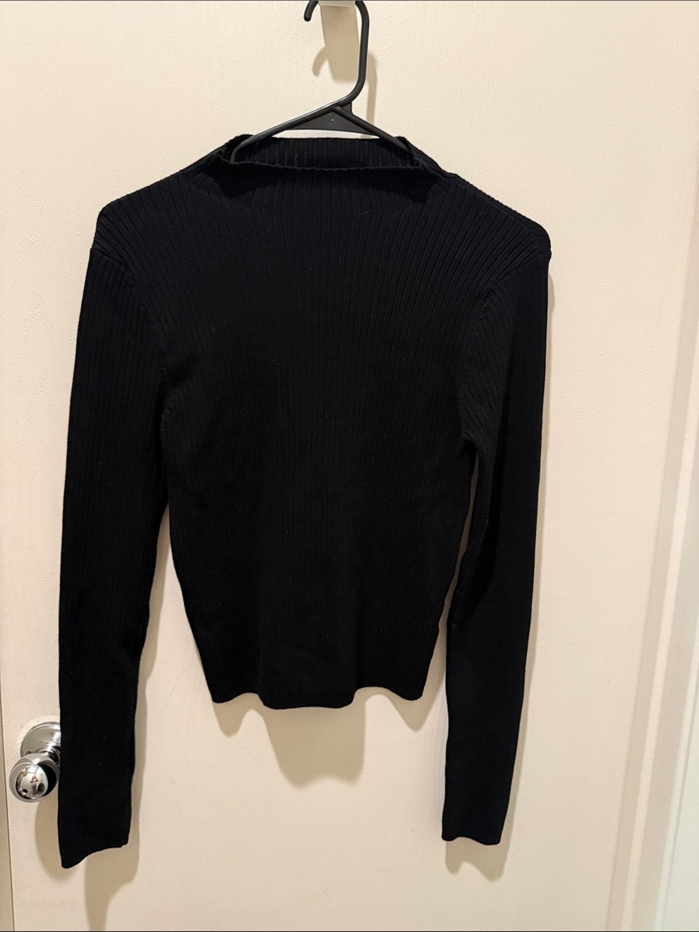 Promise Black Ribbed Long-Sleeve Knit Top